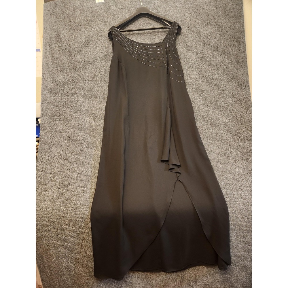 David's Bridal Dress Womens 20 Black Beaded Chiffon Gown Bridesmaid Formal